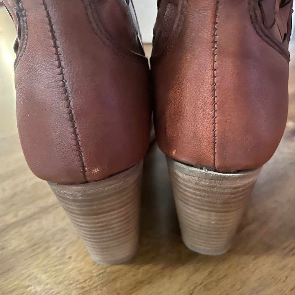 Matisse Woven Leather Ankle Boots - Rich Brown - Picture 7 of 10